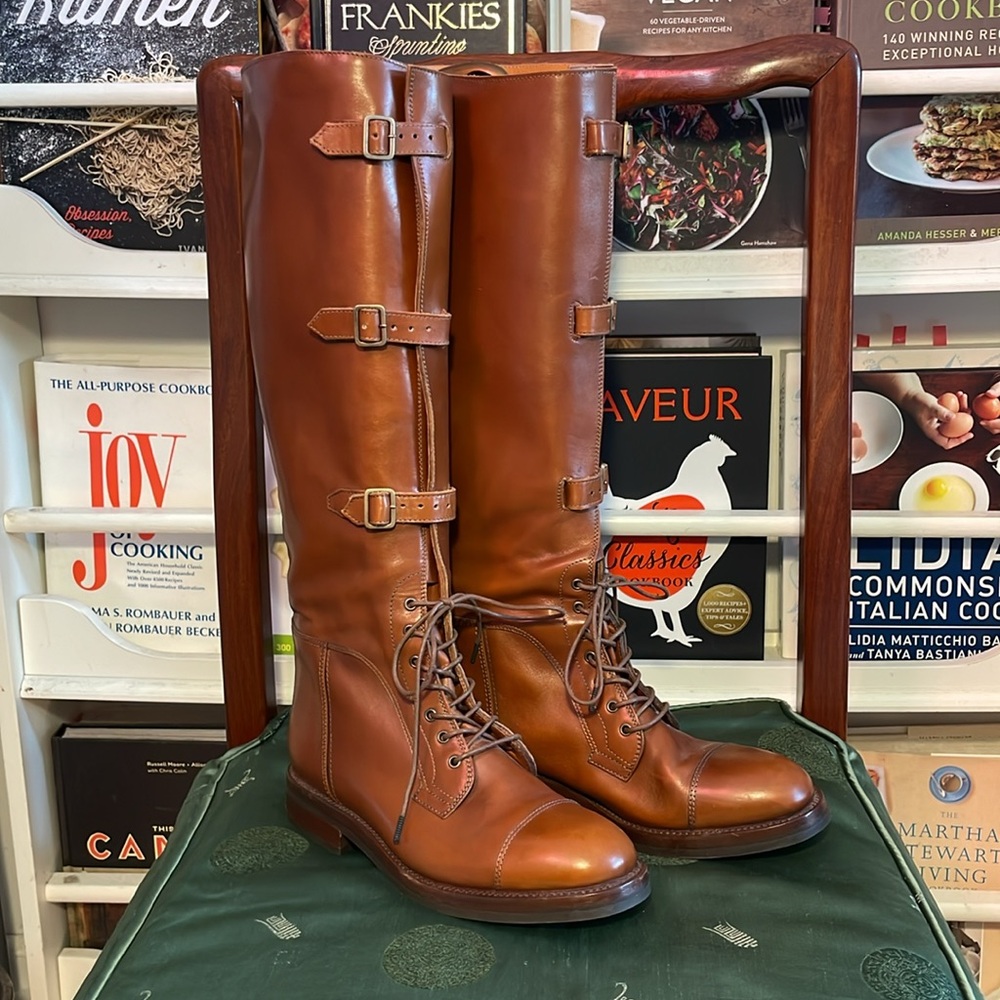 Ralph Lauren Brown Leather Combat Boots